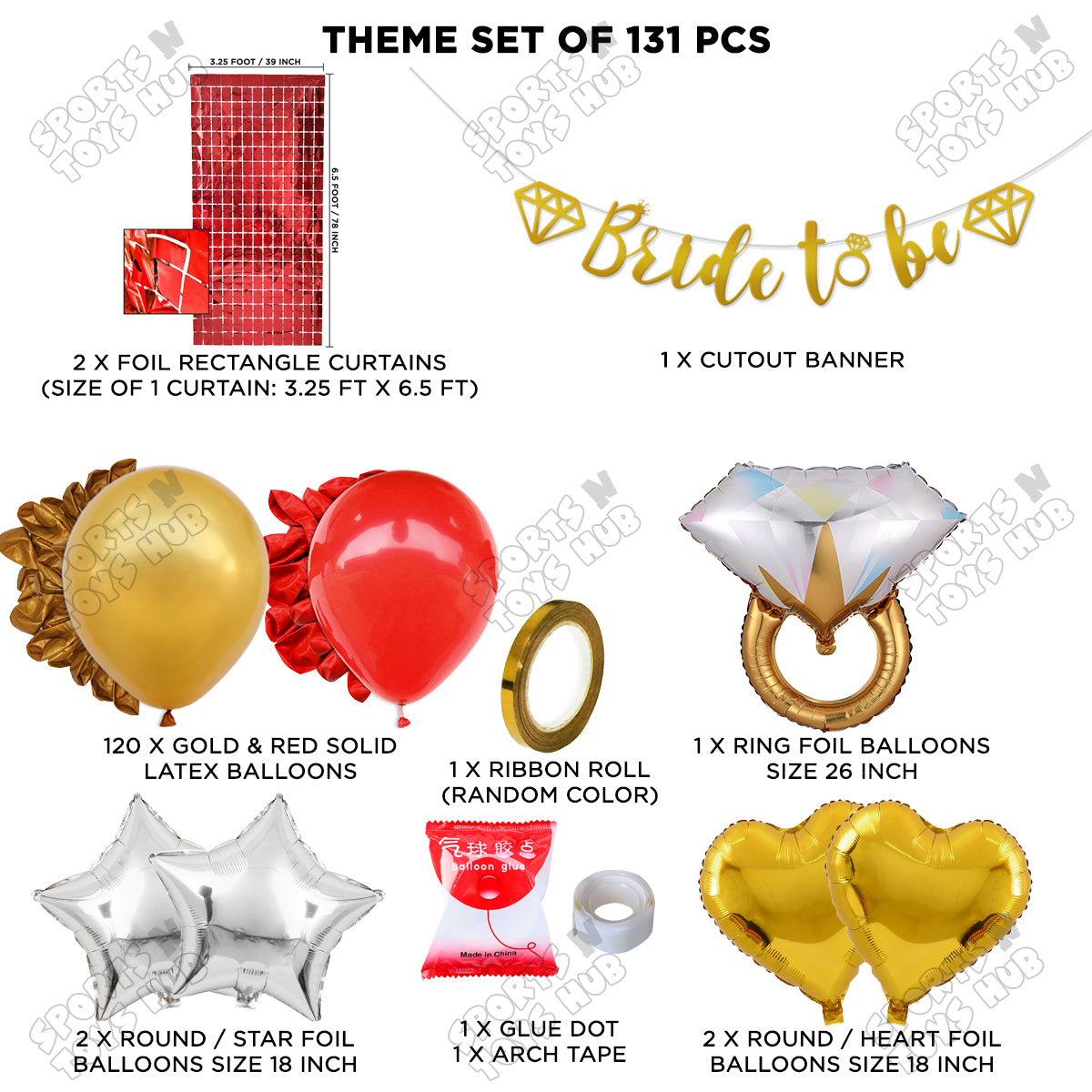 Bride To Be Cursive Banner Theme Collection - Gold & Red