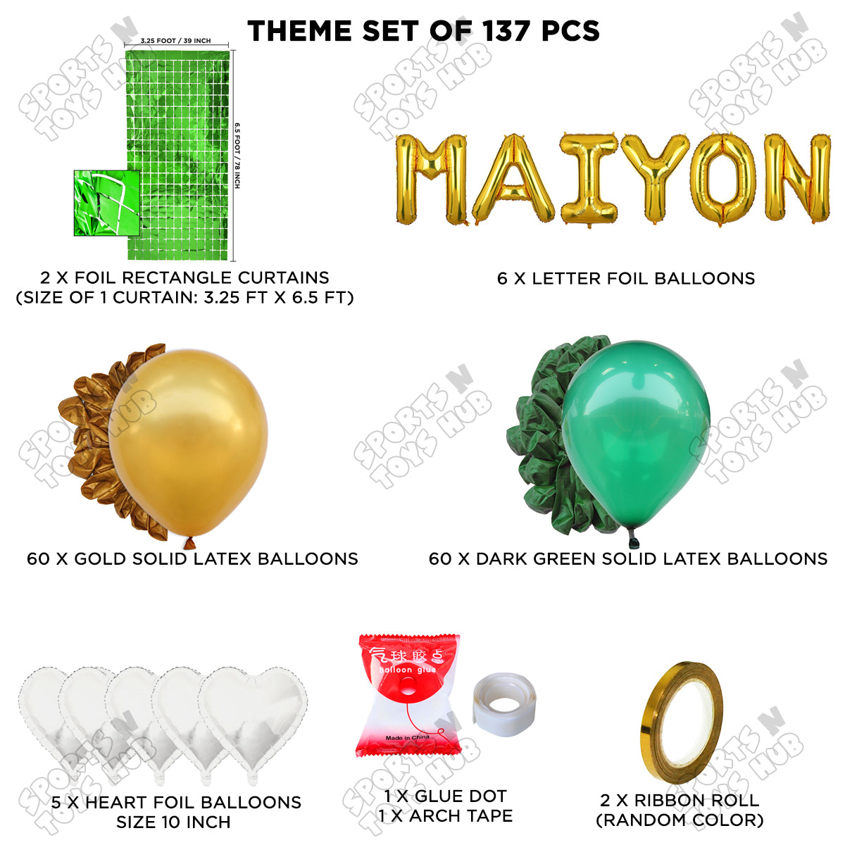 Maiyon Foil Letter Theme Collection - Gold & Green