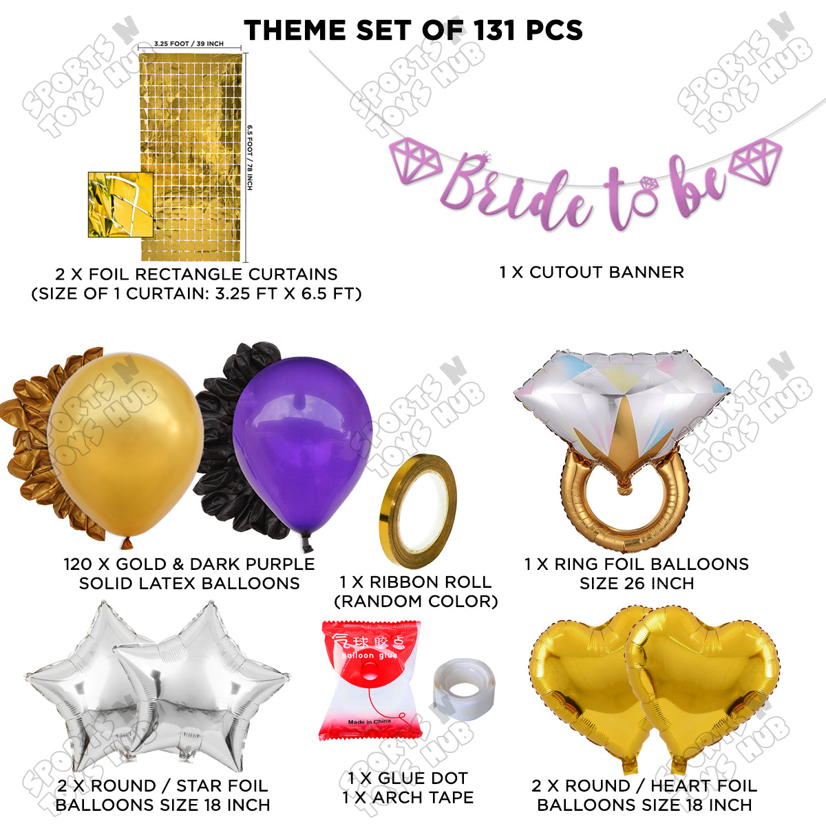 Bride To Be Cursive Banner Theme Collection - Gold & Purple