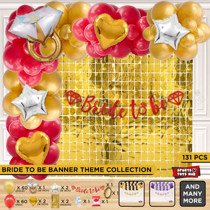 Bride To Be Cursive Banner Theme Collection - Red & Gold