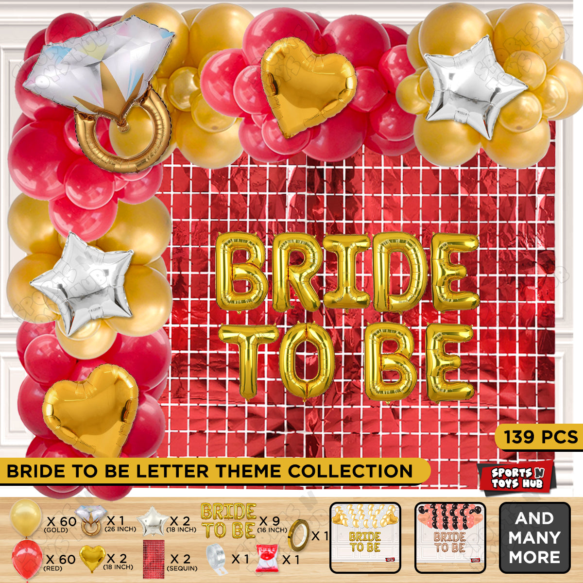 Bride To Be Foil Letters Theme Collection - Gold & Red