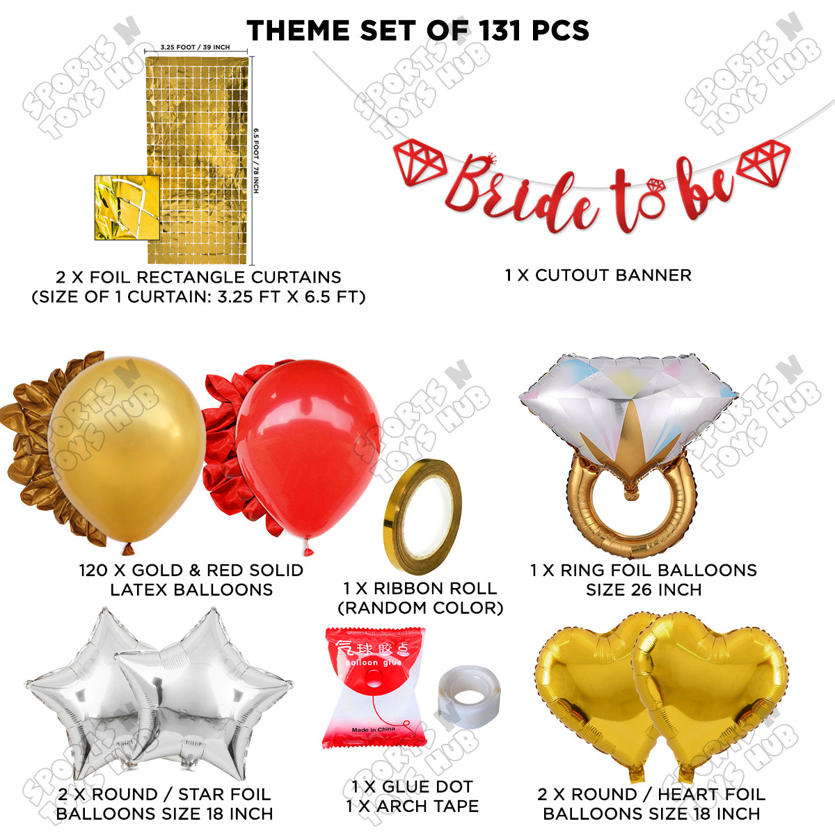 Bride To Be Cursive Banner Theme Collection - Red & Gold