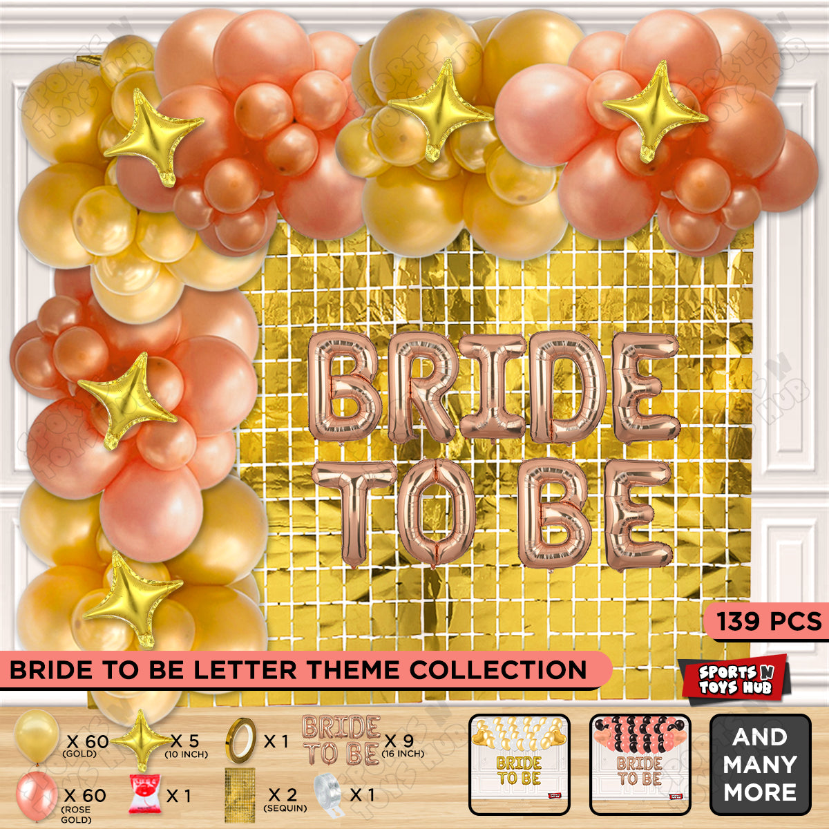 Bride To Be Foil Letters Theme Collection - Rose Gold & Gold