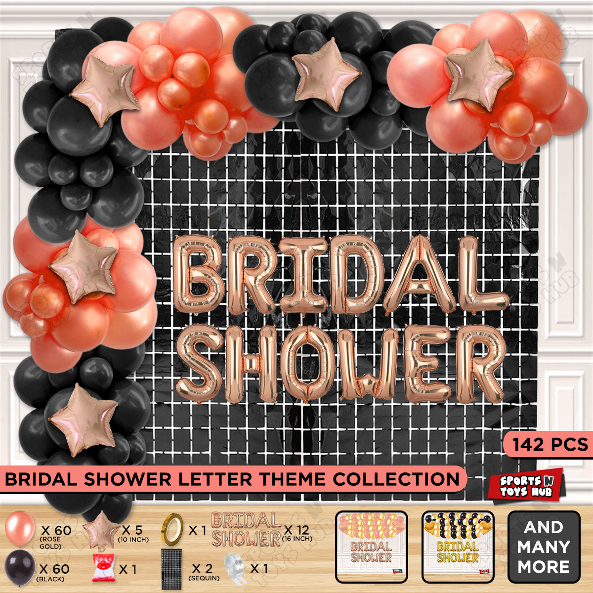 Bridal Shower Foil Letters Theme Collection - Rose Gold & Black