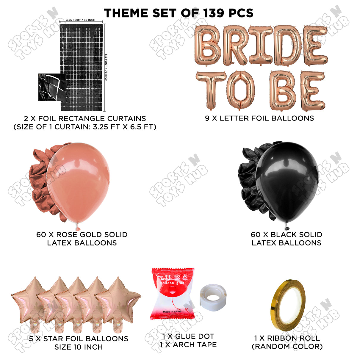 Bride To Be Foil Letters Theme Collection - Black & Rose Gold