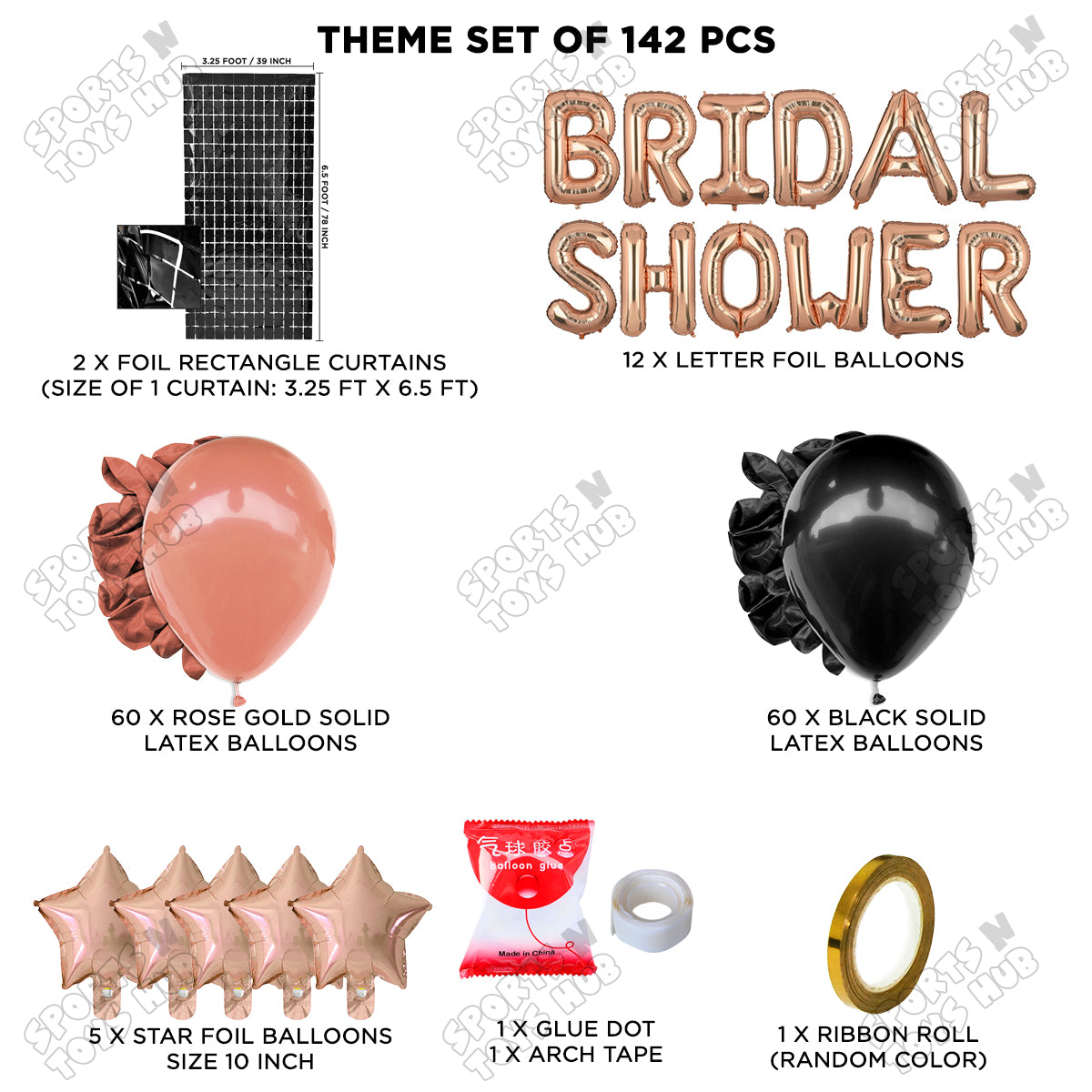 Bridal Shower Foil Letters Theme Collection - Rose Gold & Black