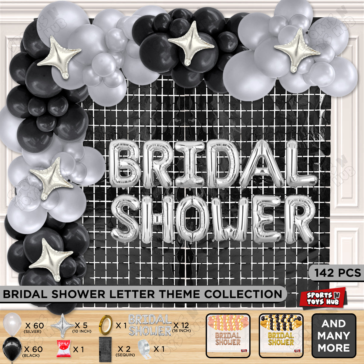 Bridal Shower Foil Letters Theme Collection - Silver & Black