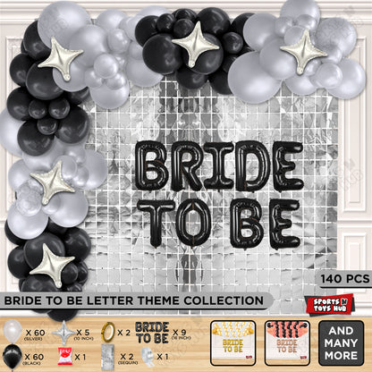 Bride To Be Foil Black Color Letters Theme Collection - Black & Silver