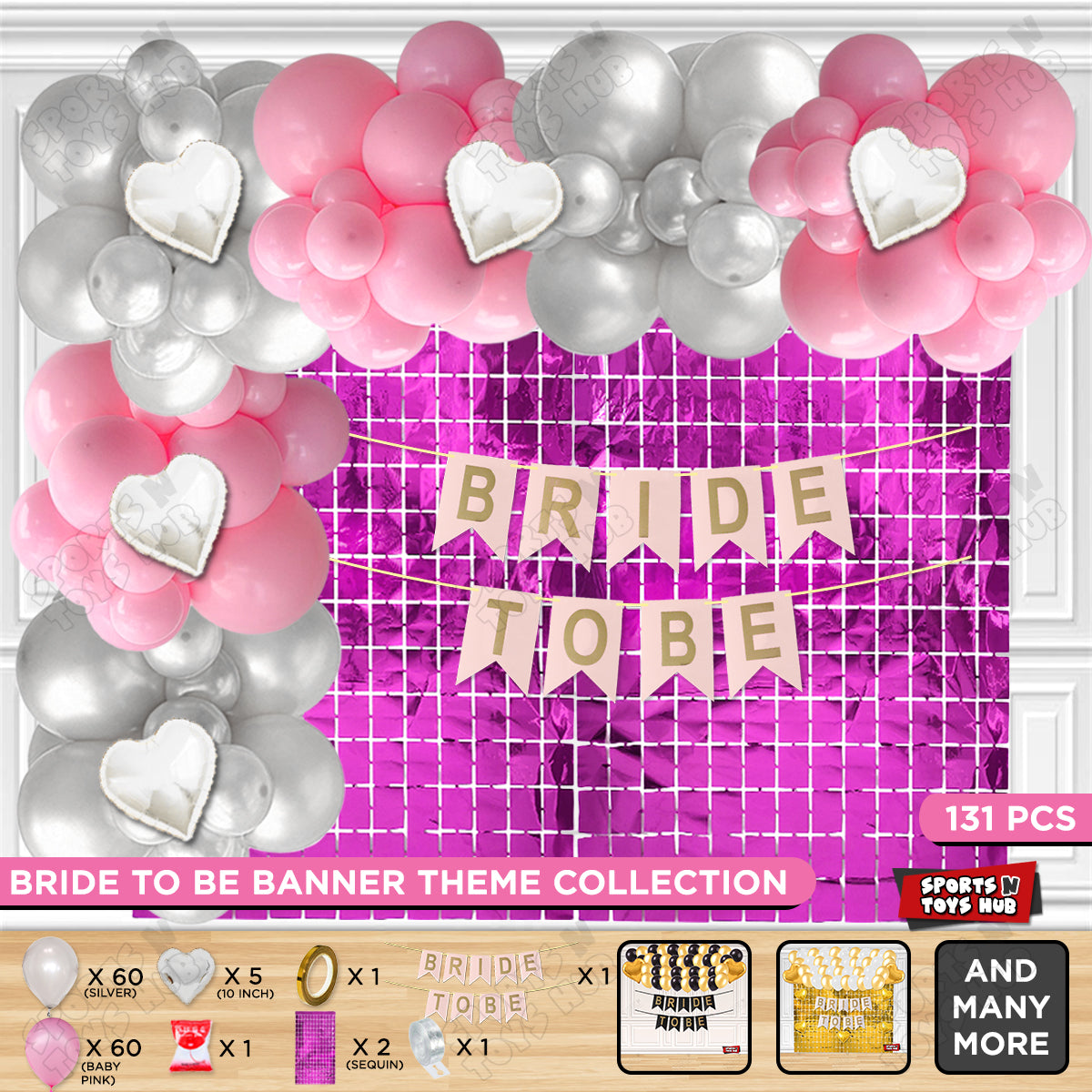 Bride To Be Card Banner Theme Collection - Silver & Pink