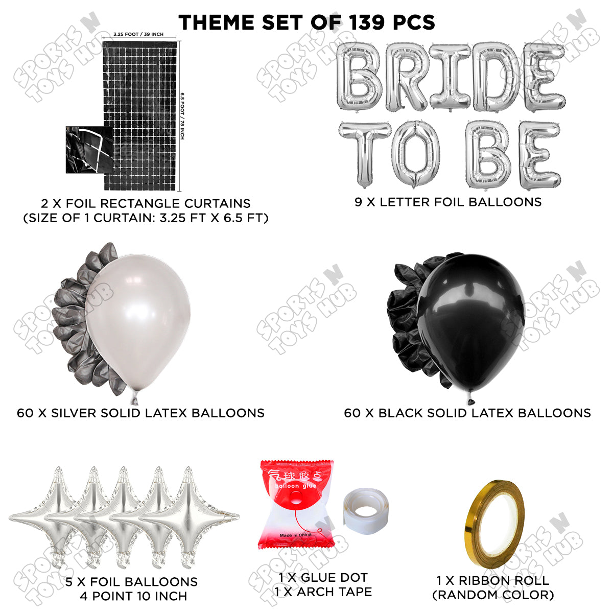 Bride To Be Foil Letters Theme Collection - Black & Silver