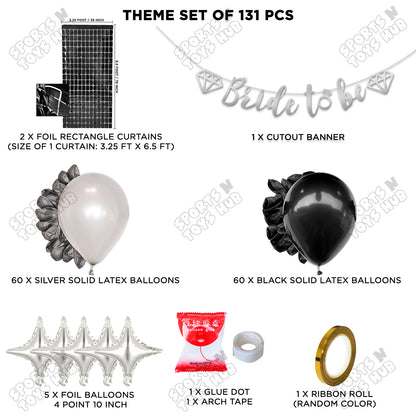 Bride To Be Cursive Banner Theme Collection - Silver & Black
