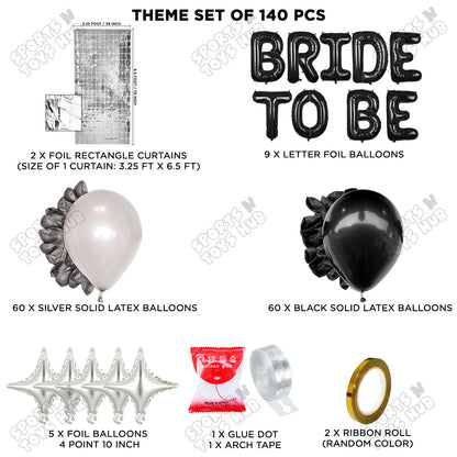 Bride To Be Foil Black Color Letters Theme Collection - Black & Silver