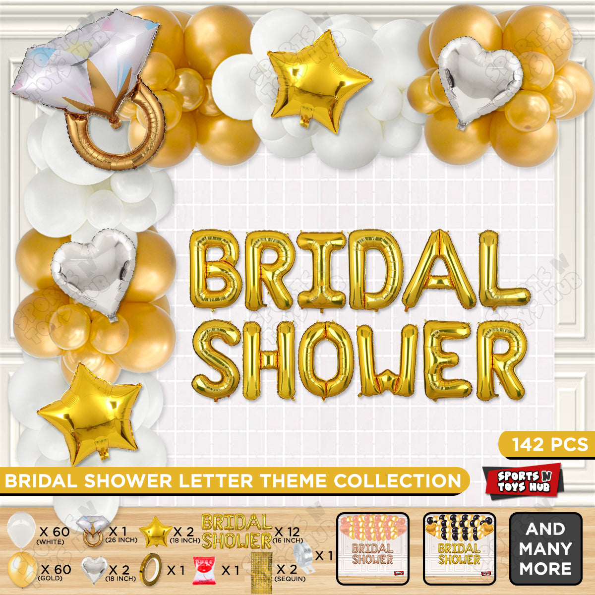 Bridal Shower Foil Letters Theme Collection - Gold & White