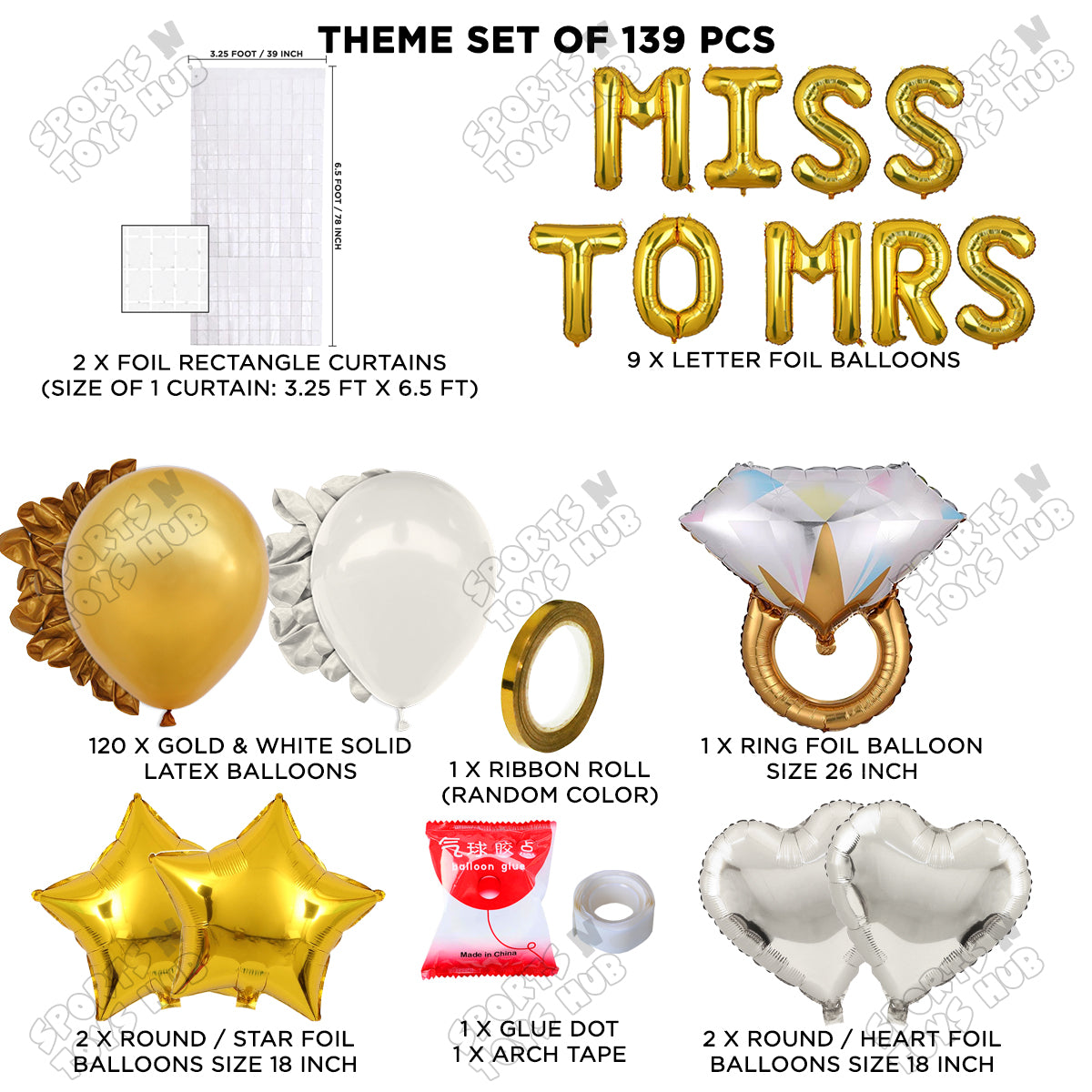 Miss To Mrs Foil Letters Theme Collection - Gold & White