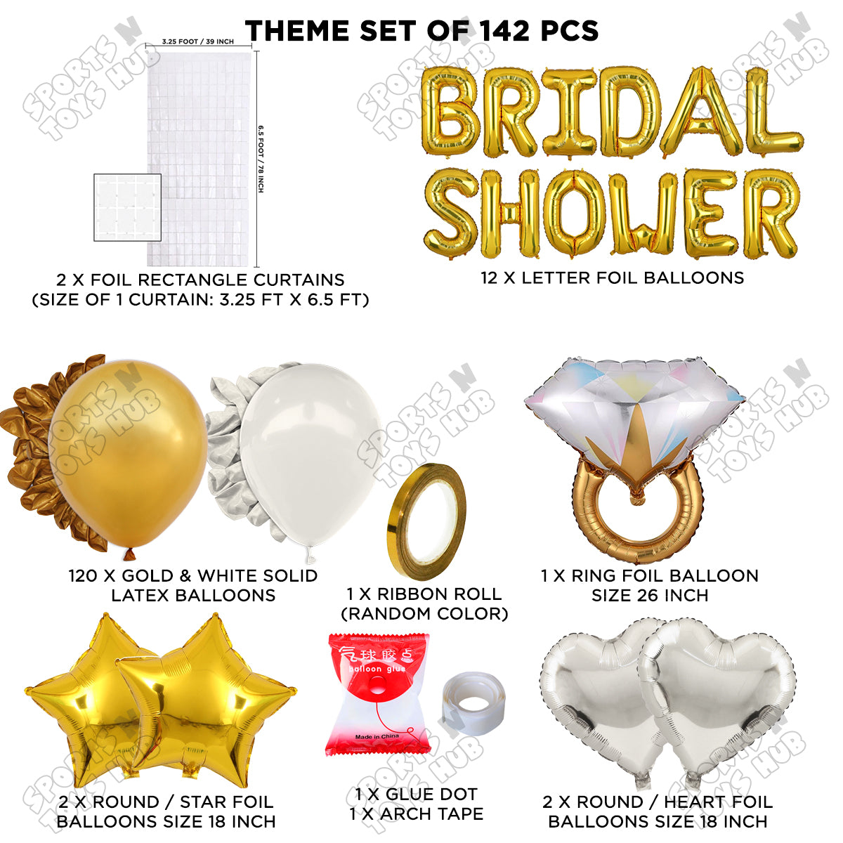 Bridal Shower Foil Letters Theme Collection - Gold & White