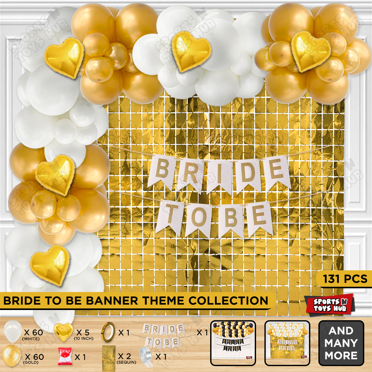 Bride To Be Card Banner Theme Collection - White & Gold