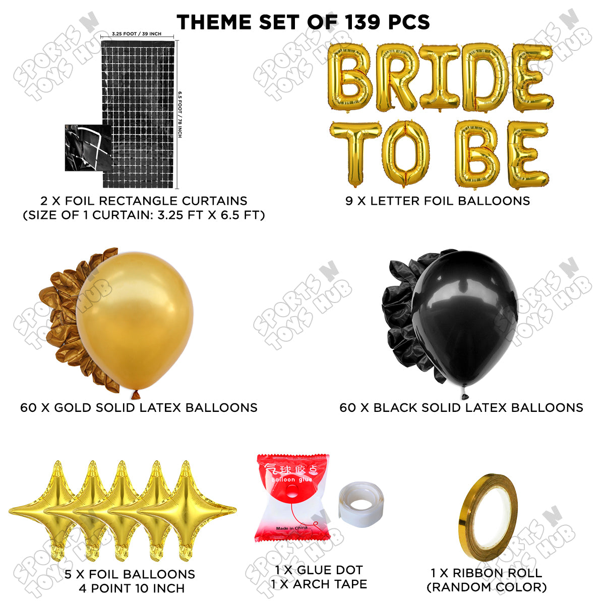 Bride To Be Foil Letters Theme Collection - Black & Gold