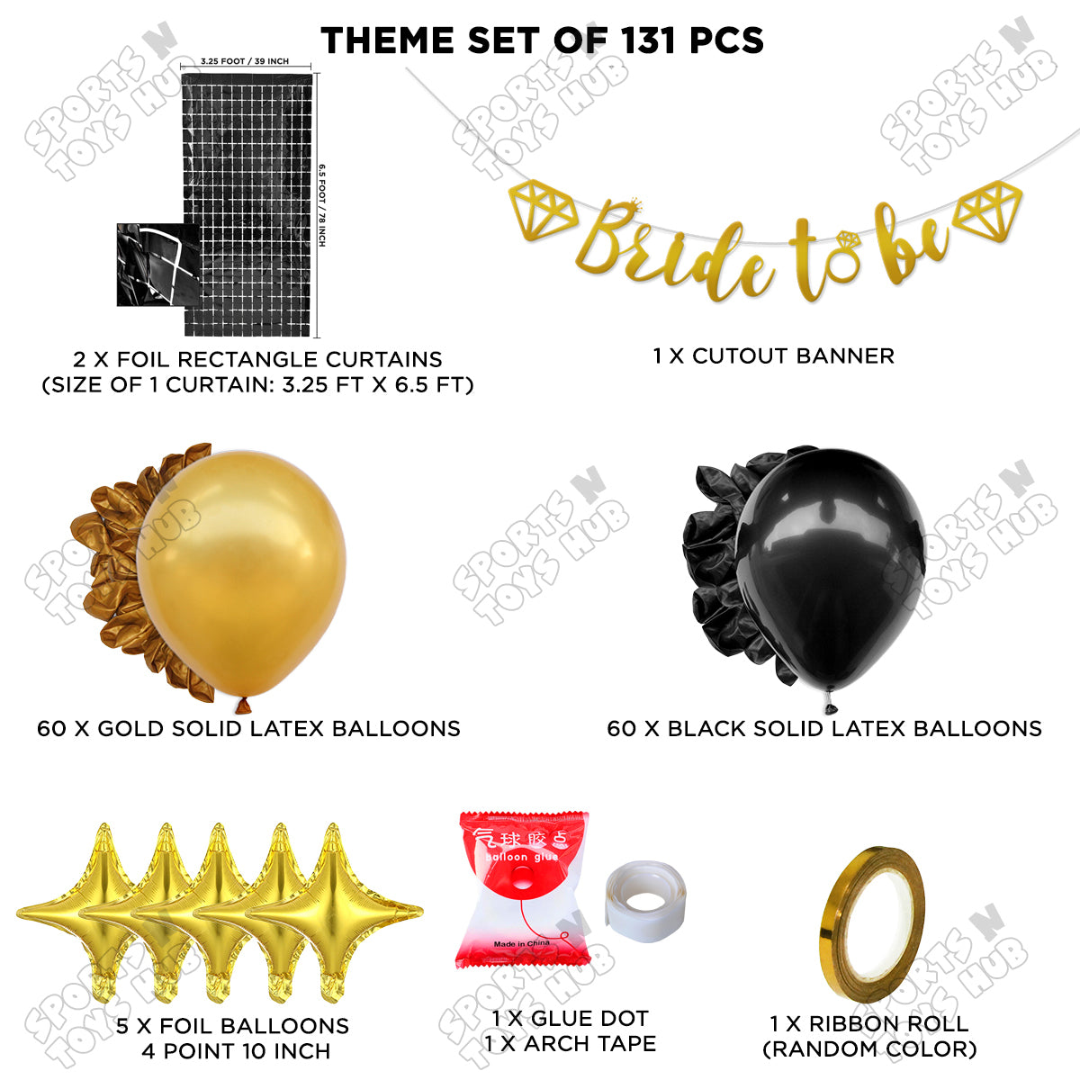 Bride To Be Cursive Banner Theme Collection - Gold & Black