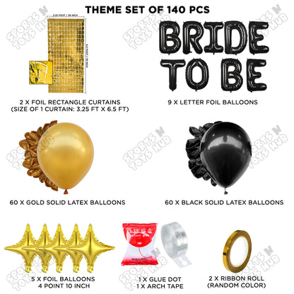 Bride To Be Foil Black Color Letters Theme Collection - Black & Gold