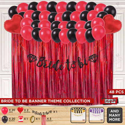 Bride To Be Cursive Banner Theme Collection - Black & Red