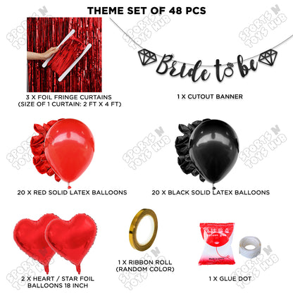 Bride To Be Cursive Banner Theme Collection - Black & Red
