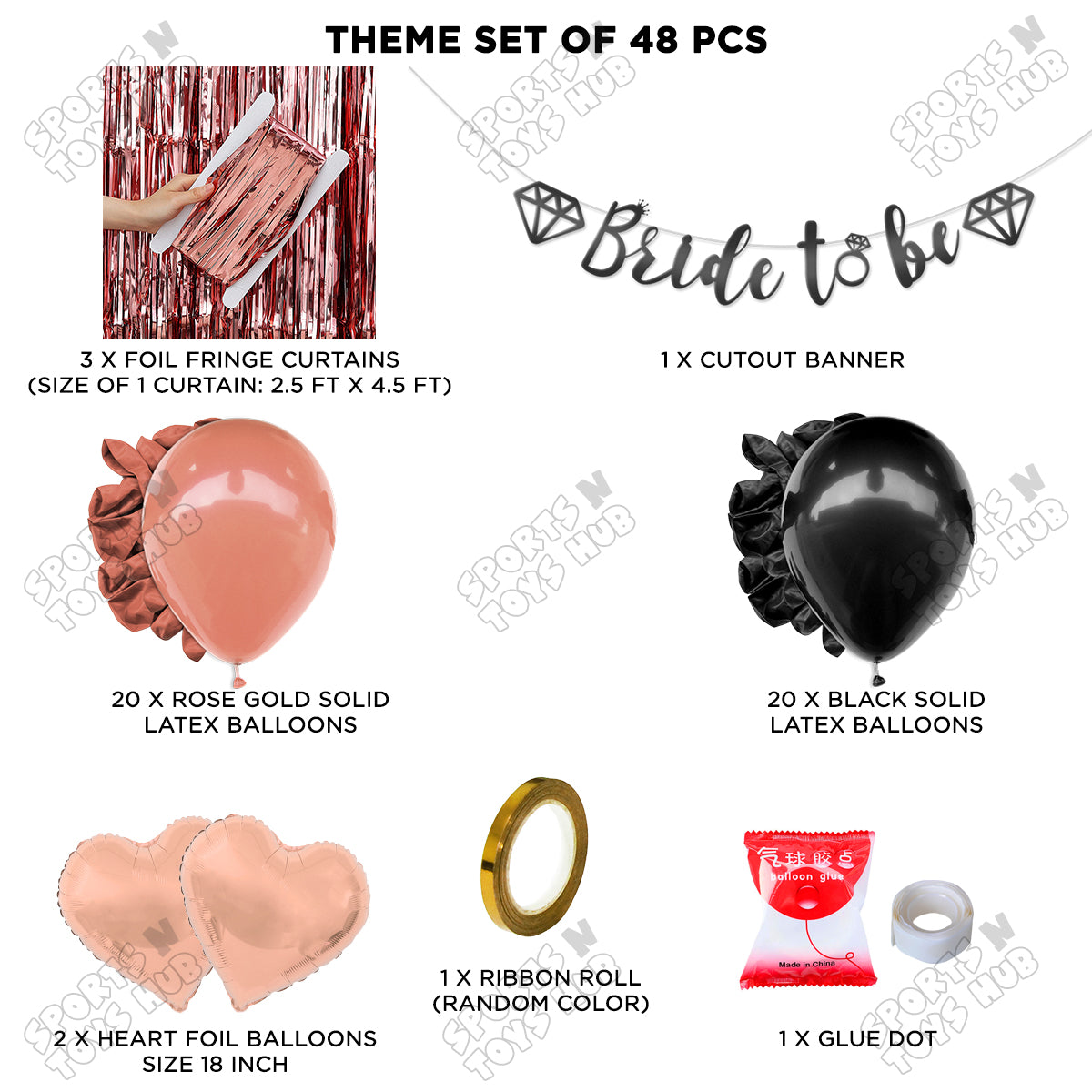 Bride To Be Cursive Banner Theme Collection - Black & Rose Gold