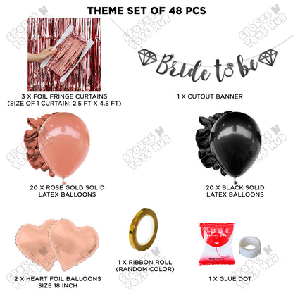 Bride To Be Cursive Banner Theme Collection - Black & Rose Gold