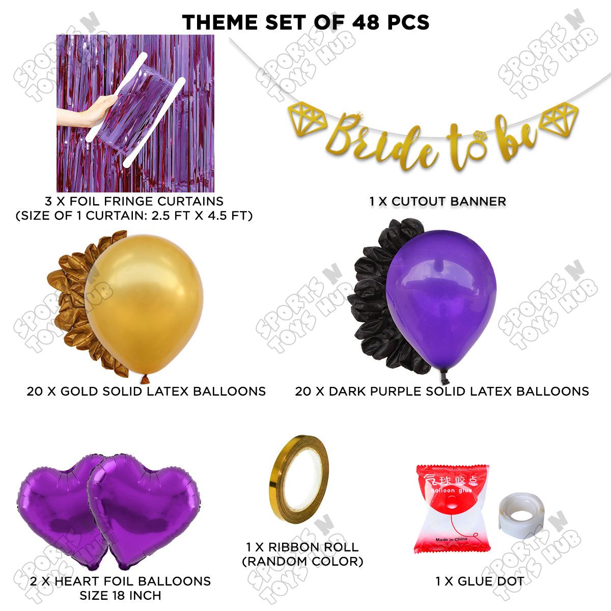 Bride To Be Cursive Banner Theme Collection - Purple & Gold