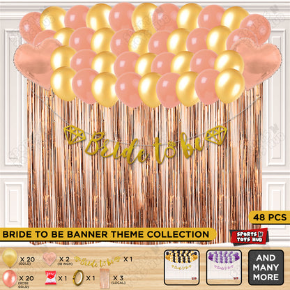 Bride To Be Cursive Banner Theme Collection - Gold & Rose Gold