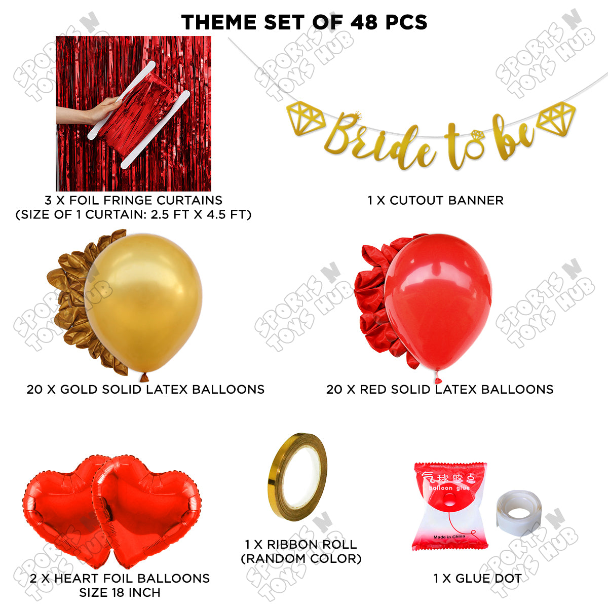 Bride To Be Cursive Banner Theme Collection - Gold & Red