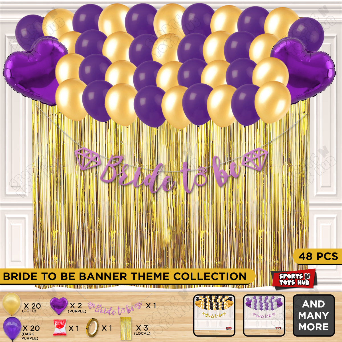 Bride To Be Cursive Banner Theme Collection - Gold & Purple