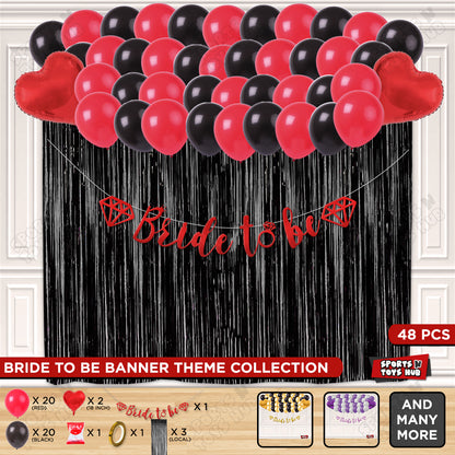 Bride To Be Cursive Banner Theme Collection - Red & Black