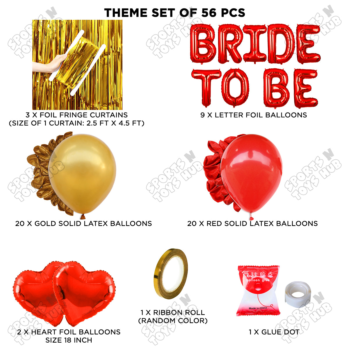 Bride To Be Foil Letters Theme Collection - Red & Gold
