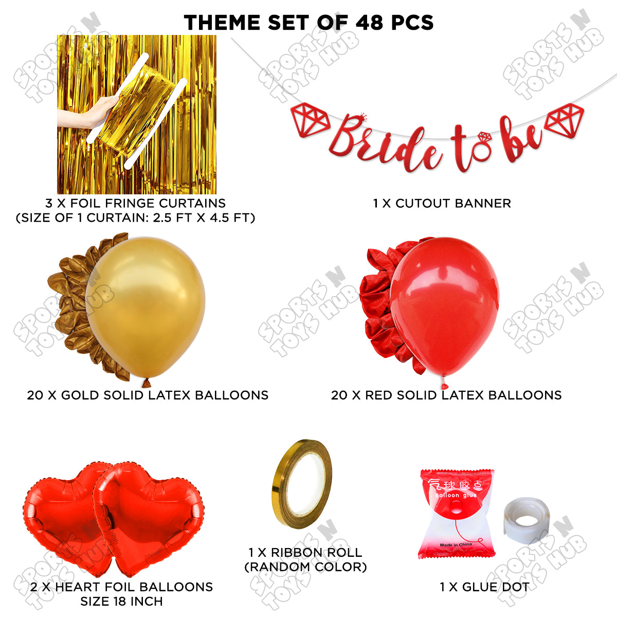 Bride To Be Cursive Banner Theme Collection - Red & Gold