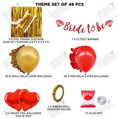 Bride To Be Cursive Banner Theme Collection - Red & Gold