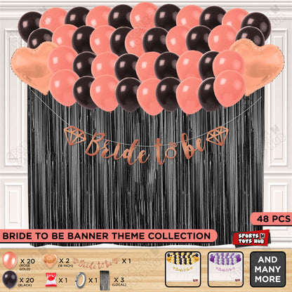 Bride To Be Cursive Banner Theme Collection - Rose Gold & Black