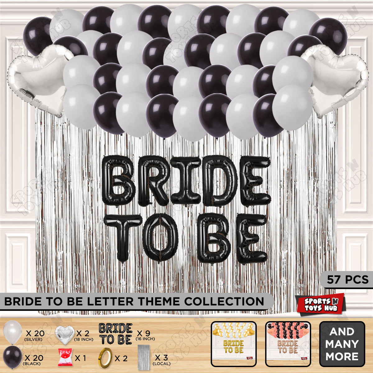 Bride To Be Foil Black Color Letters Theme Collection - Black & Silver