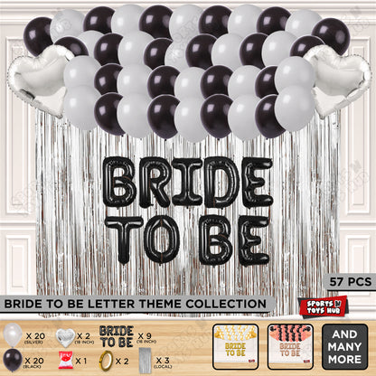 Bride To Be Foil Black Color Letters Theme Collection - Black & Silver