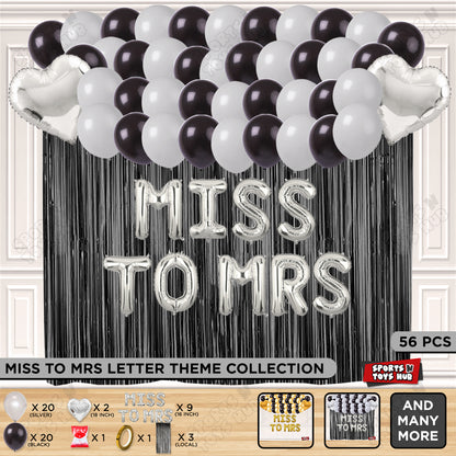 Miss To Mrs Foil Letters Theme Collection - Silver & Black