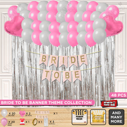 Bride To Be Card Banner Theme Collection - Silver & Pink