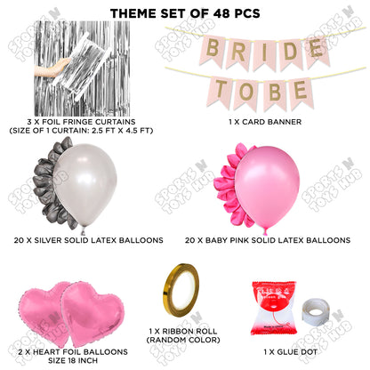 Bride To Be Card Banner Theme Collection - Silver & Pink