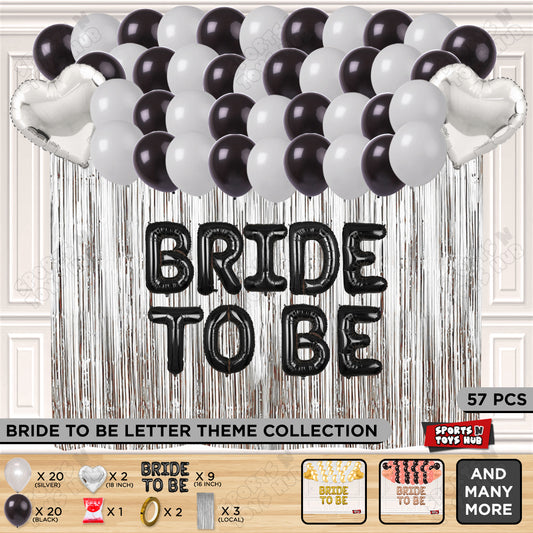 Bride To Be Foil Black Color Letters Theme Collection - Black & Silver