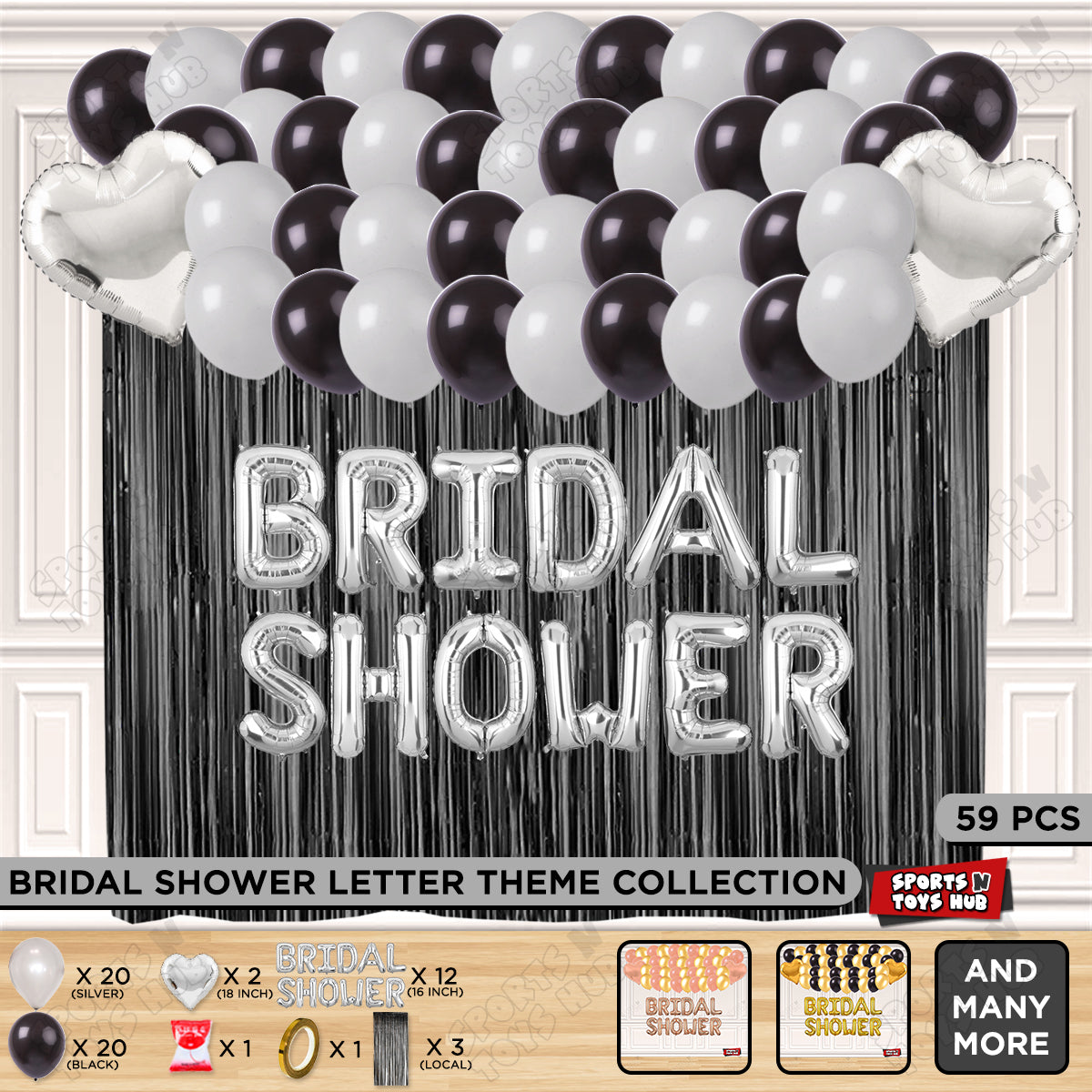 Bridal Shower Foil Letters Theme Collection - Silver & Black