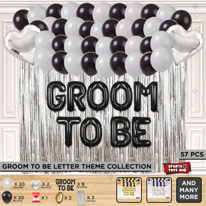 Groom To Be Foil Letter Theme Collection - Black & Silver