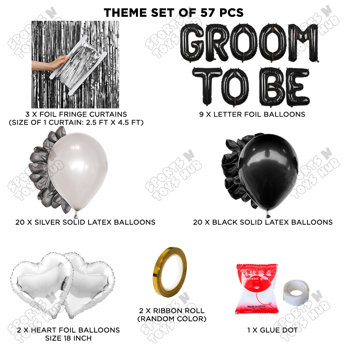 Groom To Be Foil Letter Theme Collection - Black & Silver