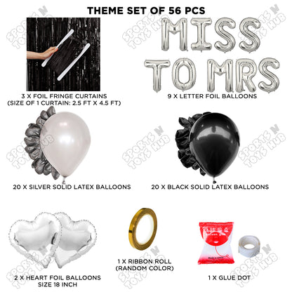 Miss To Mrs Foil Letters Theme Collection - Silver & Black