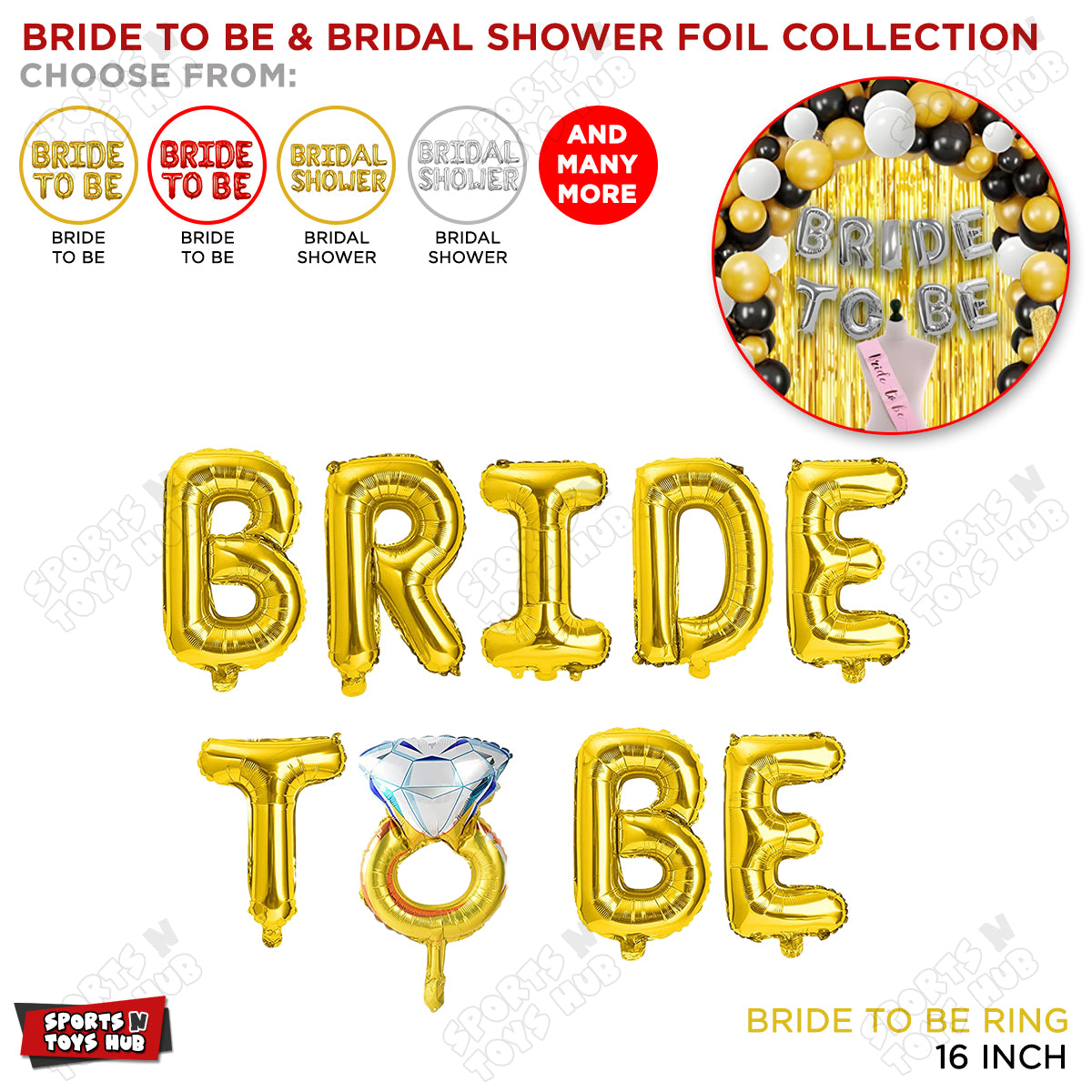 Bride To Be Foil Letters With Ring Collection