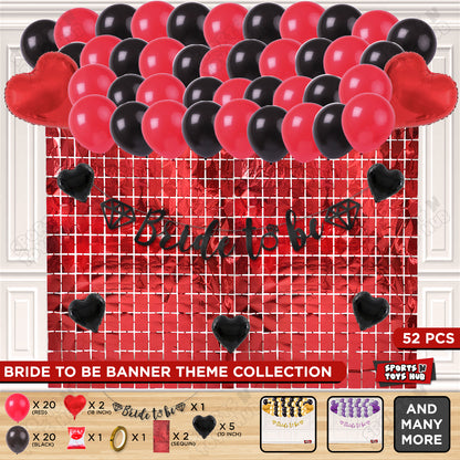 Bride To Be Cursive Banner Theme Collection - Black & Red