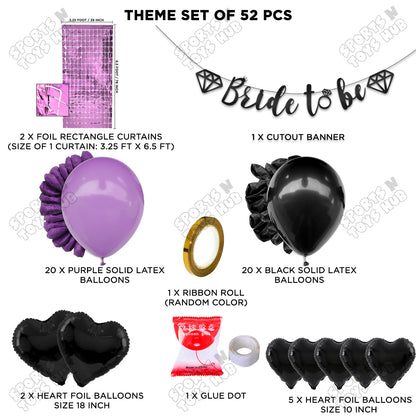 Bride To Be Cursive Banner Theme Collection - Black & Purple