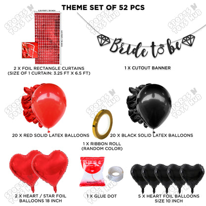 Bride To Be Cursive Banner Theme Collection - Black & Red